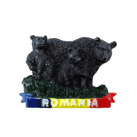Souvenir România - Magnet rasina cu ursi 6x4.5 cm Romania