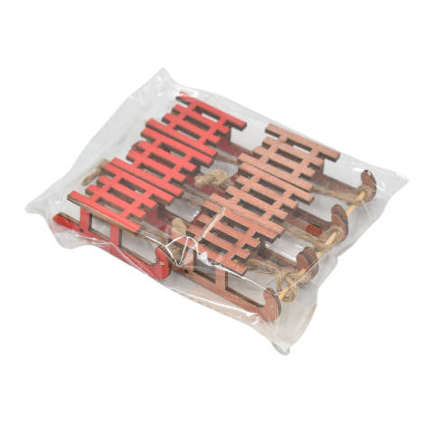 Ornament saniuta lemn cu agatatoare 6/set [1]