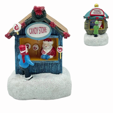 Noutăți Librăria Compas - Casuta Craciun Candy Store cu lumina LED 10 cm
