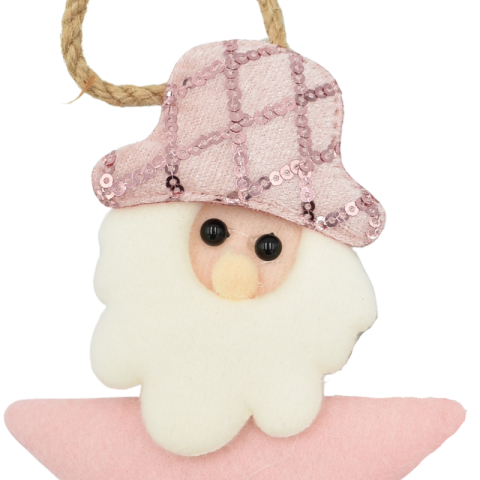 Ornament pentru brad stea roz mos 10x13 cm [1]