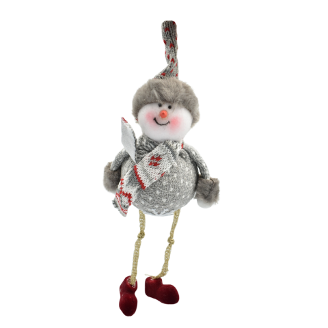 Ornament pentru brad om de zapada pulover gri 24 cm [1]