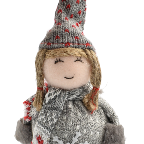 Ornament pentru brad fetita pulover gri 24 cm [2]