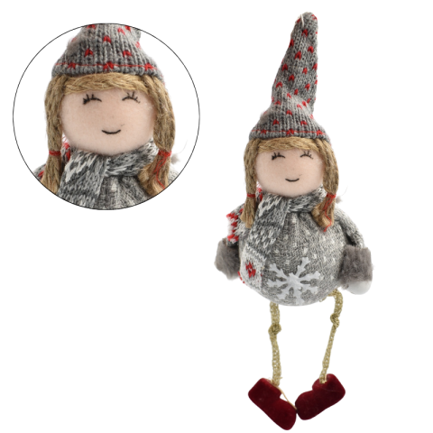 Noutăți Librăria Compas - Ornament pentru brad fetita pulover gri 24 cm