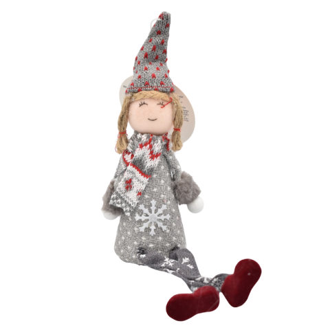 Ornamente și figurine decorative - Figurina decorativa fetita textil cu picioare lungi 28 cm