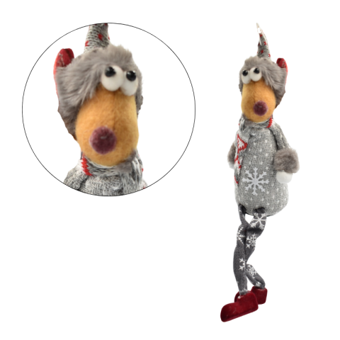 Noutăți Librăria Compas - Ornament pentru brad ren pulover gri 28 cm
