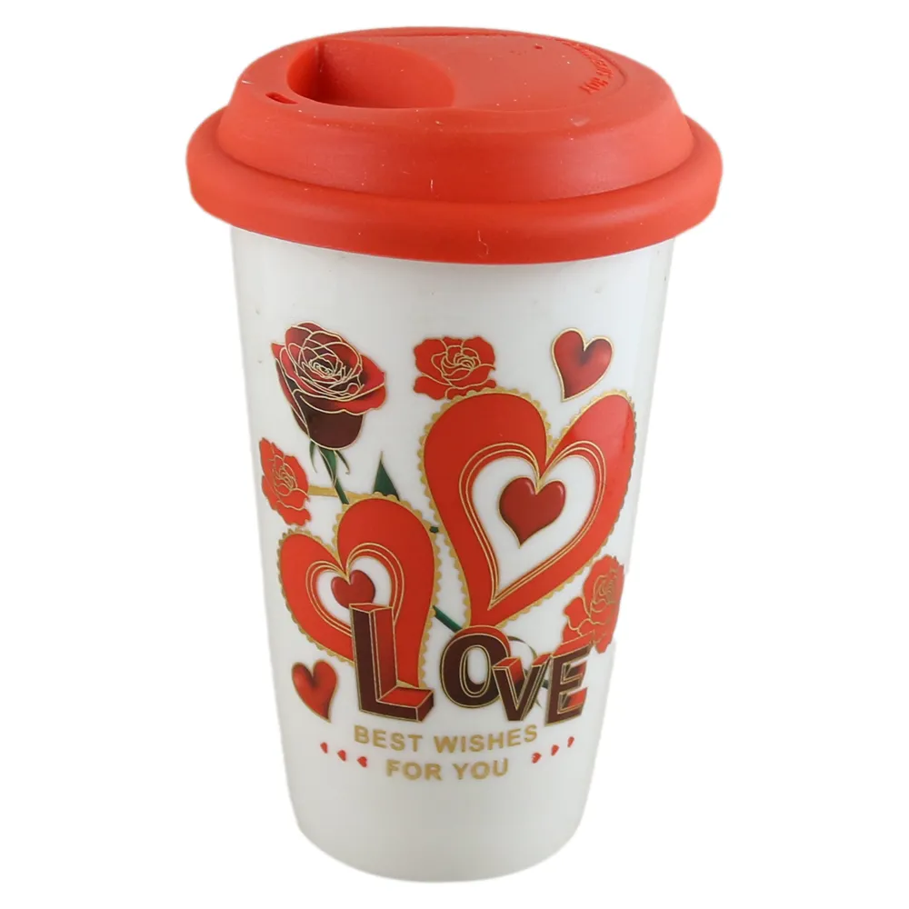Pahar cafea din ceramica cu capac silicon 500 ml Love [1]