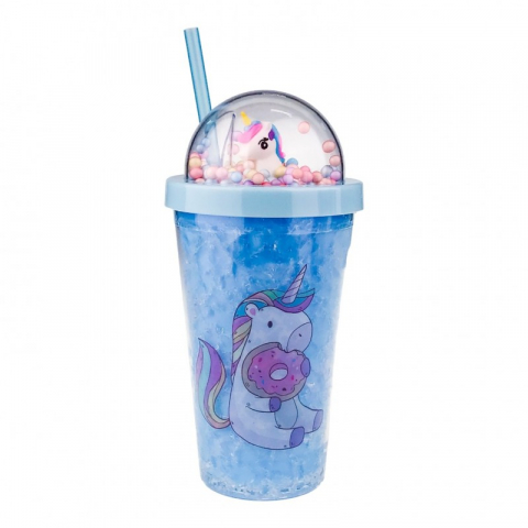 Pahar plastic cu pai model unicorn 10x20 cm [3]
