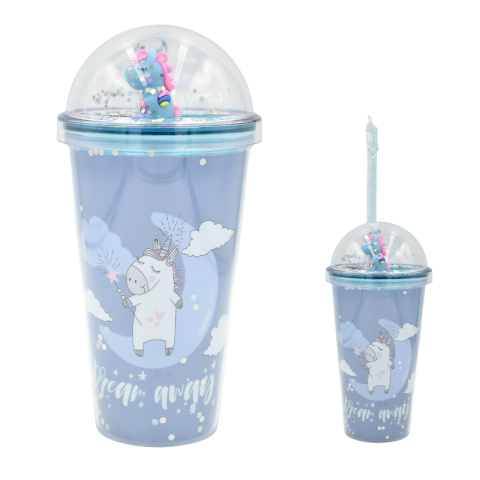 Pahar plastic cu pai model unicorn [1]