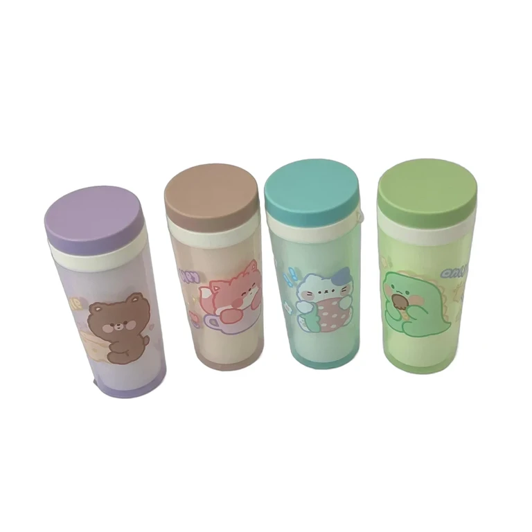 Rechizite școlare - Pahar de apa cu capac 300 ml copii culori diferite
