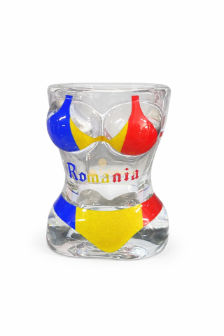 Căni și pahare - Pahar shot vesel Romania cu tricolor