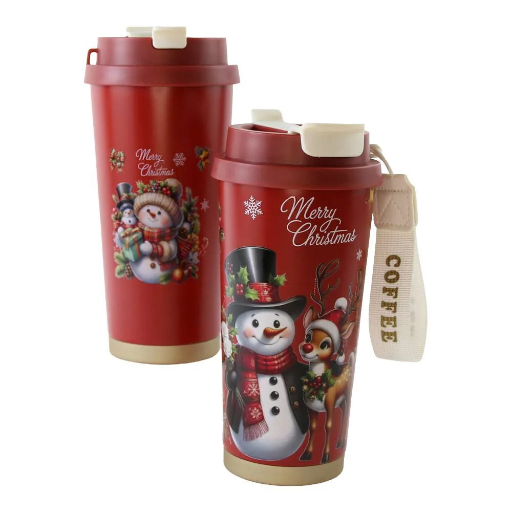 Noutăți Librăria Compas - Pahar termos craciun 450 ml cu capac om de zapada