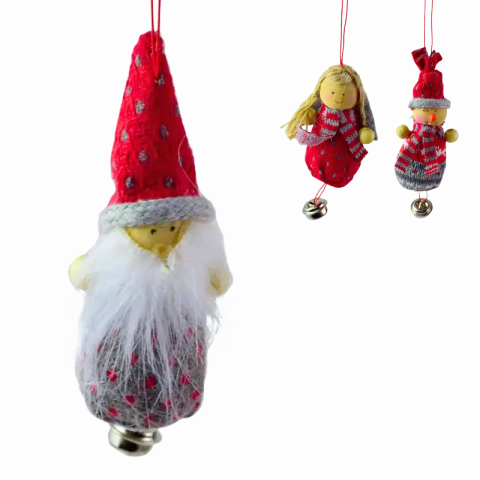 Decorațiuni pentru brad - Figurina decorativa de agatat pentru Craciun cu clopotel 12 cm modele diverse
