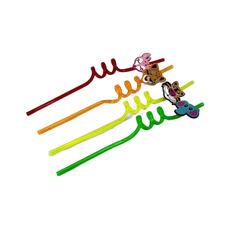Articole Party - Paie rasucite din plastic pentru bauturi 4/set multicolor