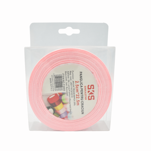 Panglica 2.5 cm x 22.5 m  roz prafuit SKS Sinkalstar [1]