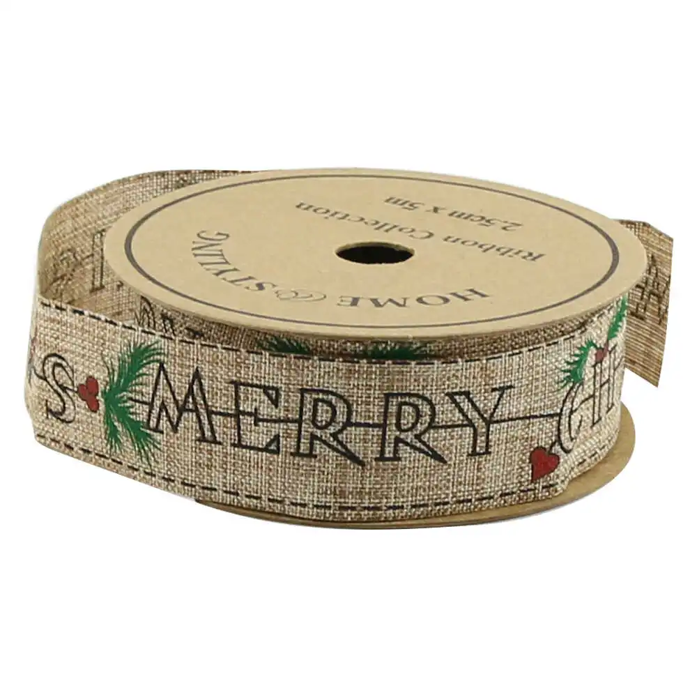 Panglica textila de Craciun Merry Christmas 2.5 x 500 cm modele diverse [3]