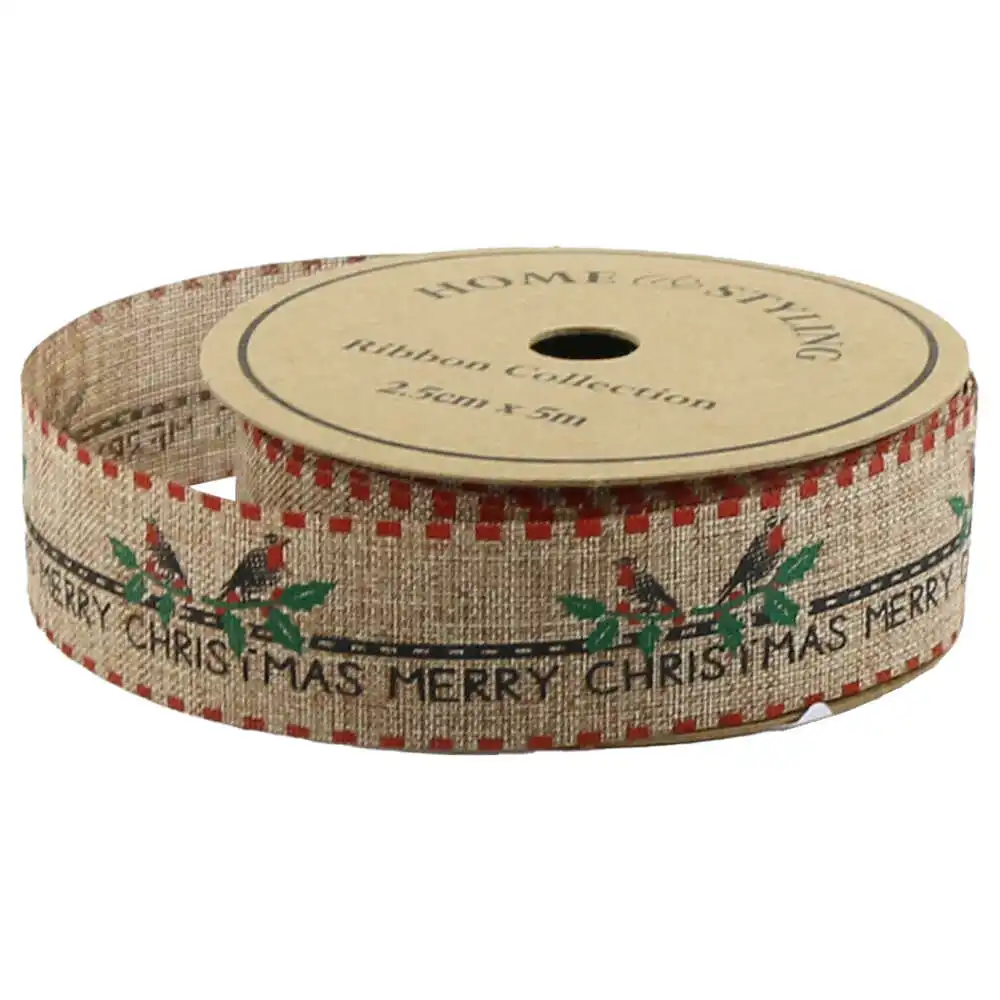 Panglica textila de Craciun Merry Christmas 2.5 x 500 cm modele diverse [4]