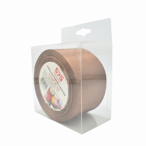 Funde și panglici - Panglica 5cm x 22.5m maro SKS Sinkalstar