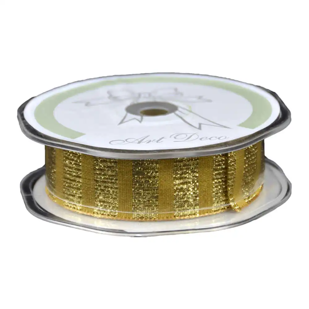 Funde și panglici - Rola panglica pentru decor Art Deco 25 mm x 10 m auriu