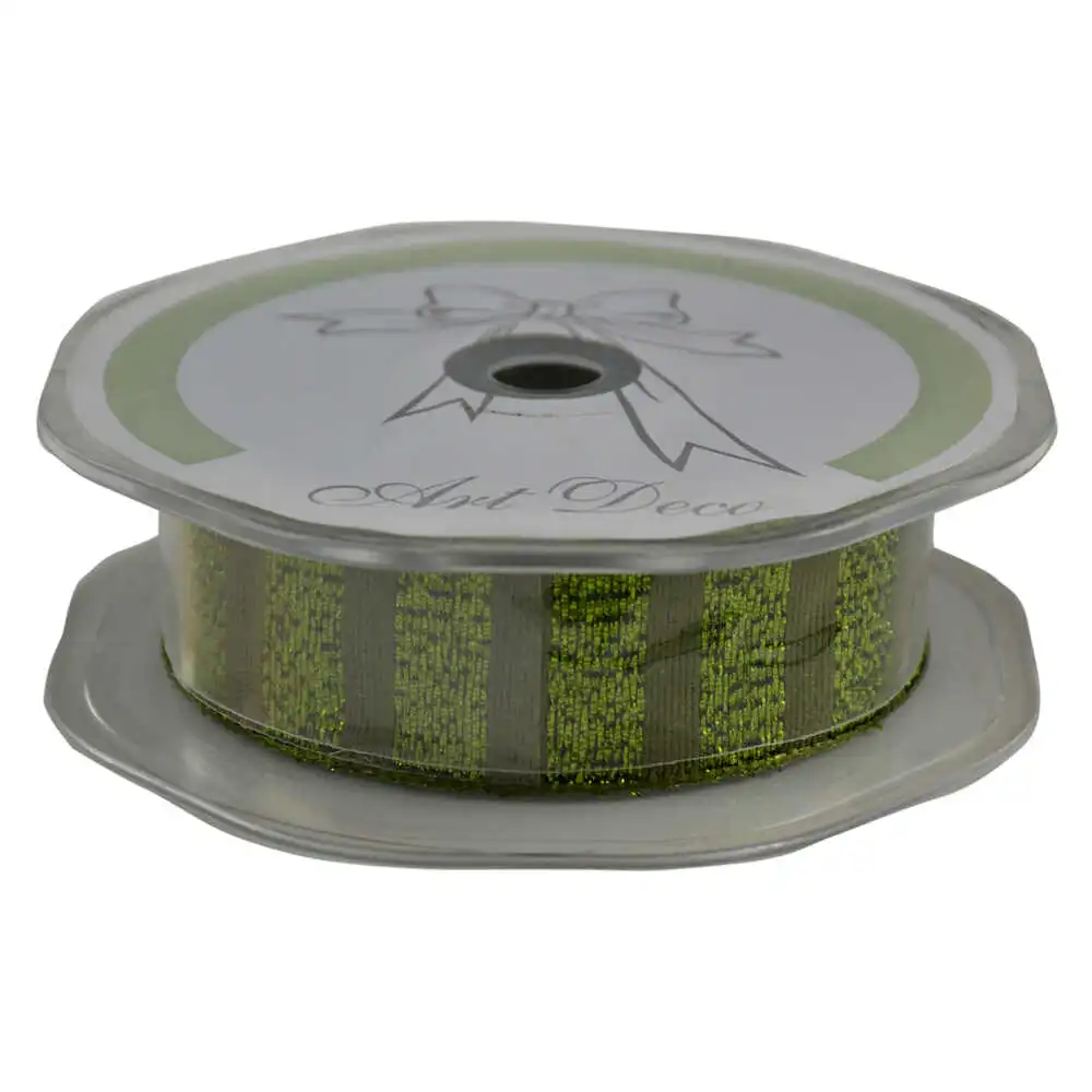 Funde și panglici - Rola panglica pentru decor Art Deco 25 mm x 10 m verde