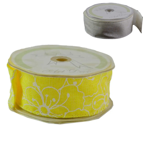 Funde și panglici - Rola panglica panza 38 mm x 10 m galben crem