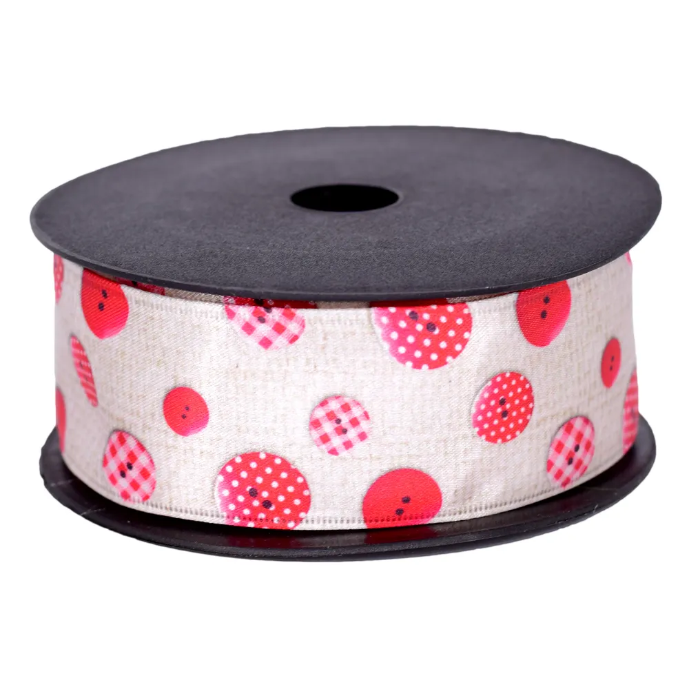 Accesorii pentru impachetat - Panglica din material textil 4 cm x 5 m Design Nasturi