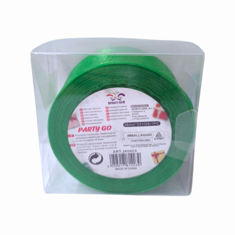 Panglica satin 3.8 cm x 23 m verde Party Go [1]