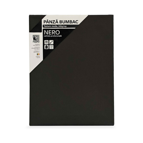 Noutăți Librăria Compas - Panza pe sasiu bumbac negru Nero Lucas Art 20 x 30 cm