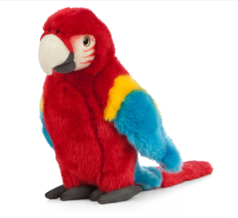Jucării și jocuri - Jucarie de plus Papagal Macaw Living Nature 24 cm rosu