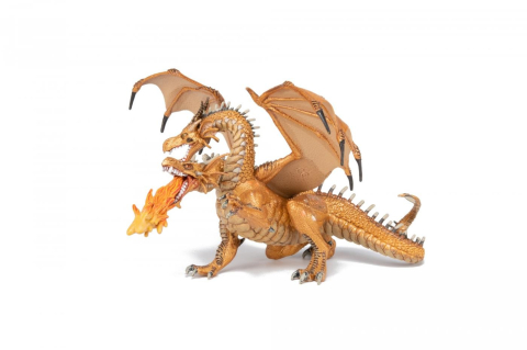 PAPO FIGURINA DRAGON CU DOUA CAPETE AURIU [6]