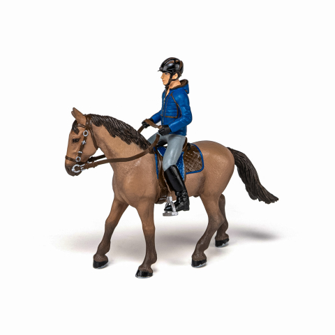 PAPO FIGURINA SET ECHITATIE CAL SI JOCHEU  IN JACHETA ALBASTRA [2]