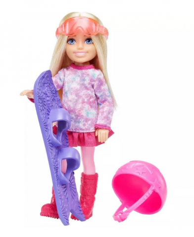 Papusa Barbie Chelsea cu snowboard aventuri de iarna 15 cm [0]