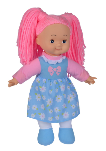 PAPUSA FLOWER DOLLY DIN MATERIAL TEXTIL 38CM CU PARUL ROZ [1]