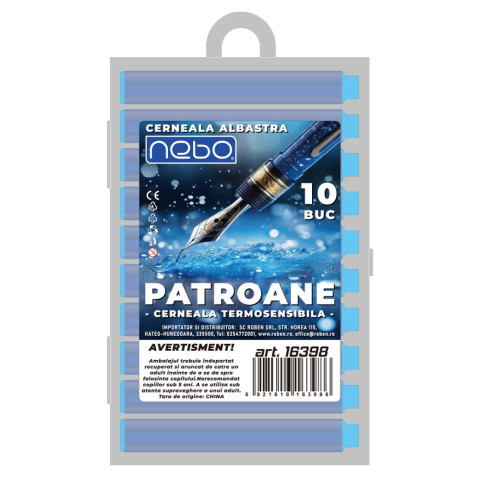 Instrumente de scris - Patroane cerneala termosensibila albastru 10/set Nebo