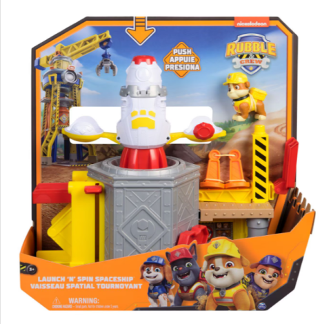 Noutăți Librăria Compas - Set de joaca Paw Patrol Rubble Crew Lanseaza si roteste nava spatiala