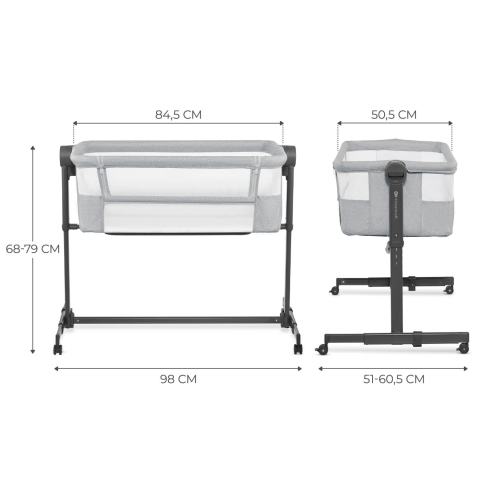 PATUT CO-SLEEPER KINDERKRAFT NESTEE UP 2, GRI DESCHIS [6]