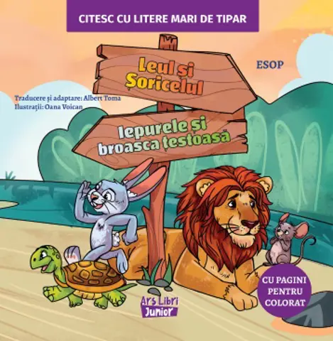 Cărți - Citesc cu litere mari de tipar. Leul si soricelul. Iepurele si broasca testoasa