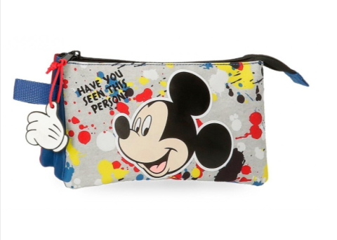 Penare neechipate - Penar scoala 3 compartimente Mickey Colour Mayhem 22 x 12 x 5 cm