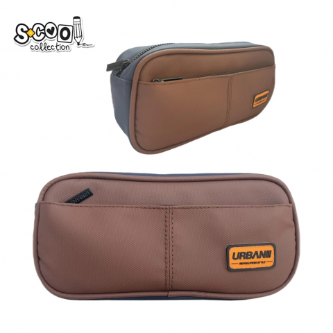 Noutăți Librăria Compas - Penar borseta S-COOL Urban 2 compartimente Brown 21.5x6.5x10.5 cm
