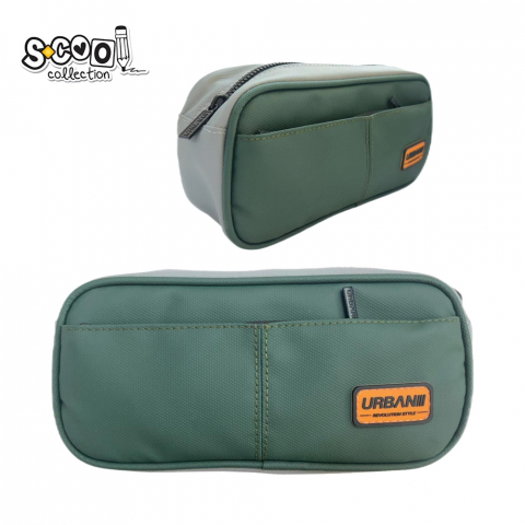 Noutăți Librăria Compas - Penar borseta Urban S-Cool 2 compartimente Green 21.5x6.5x10.5 cm