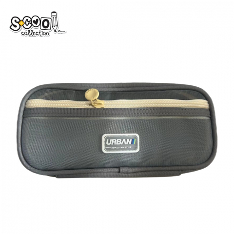 Noutăți Librăria Compas - Penar borseta S-COOL Urban Grey 2 compartimente 22.5x5x11 cm