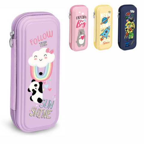 Rechizite școlare - Penar colectia Be positive cu 1 fermoar 9.5cm x 23cm x 4.5cm Lebez culori diferite