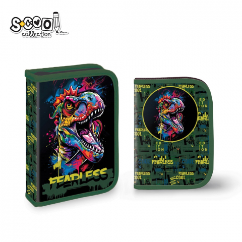 Rechizite școlare - Penar echipat S-Cool Fearless 1 compartiment 2 extensii 32 piese 20x13x3.5 cm