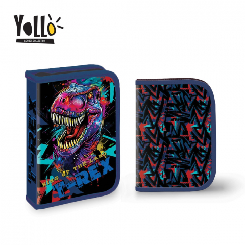 Noutăți Librăria Compas - Penar echipat 1 compartiment 2 extensii 30 piese T-Rex Yollo