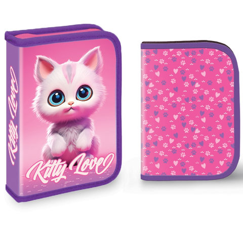 Noutăți Librăria Compas - Penar echipat 1 compartiment 2 extensii 32 piese Kitty Love S-Cool