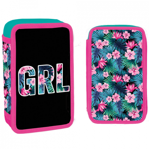 Rechizite școlare - Penar echipat 2 compartimente 29 piese GRL – S-COOL