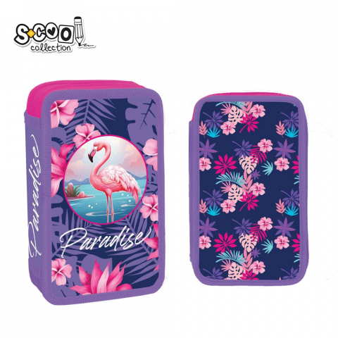 Rechizite școlare - Penar echipat 2 compartimente 29 piese Paradise – S-COOL
