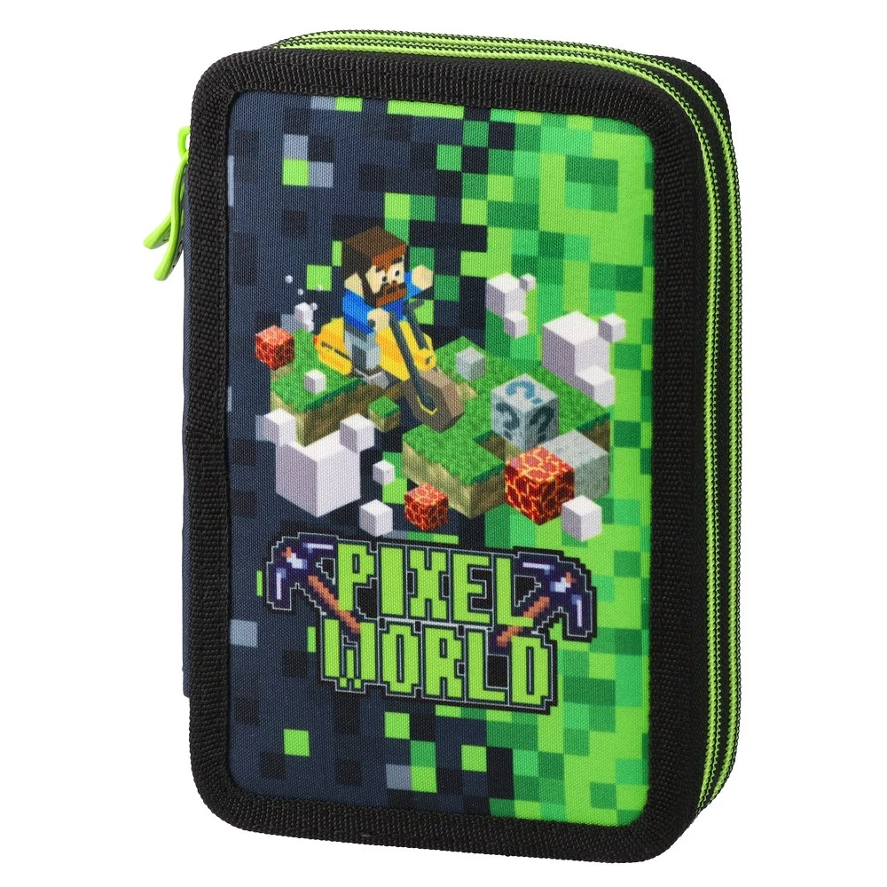Rechizite școlare - Penar echipat 2 compartimente Decker Pixel
