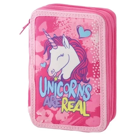 Penare - Penar echipat fete Sazio Neo Triple Decker Unicorns 3 compartimente