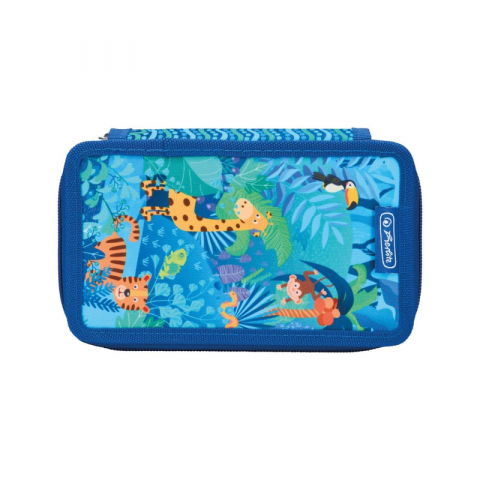 Penar echipat 31 piese 3 compartimente Herlitz Jungle Safari albastru [1]