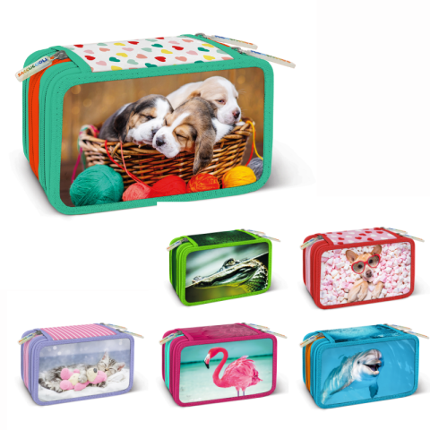 Penare echipate - Penar echipat Animale cu 3 fermoare 13 x 20 x 6.5 cm modele diferite
